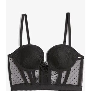 Etam Impertente Lightly Lined Lace‎ Bustier Bra Black 38D
